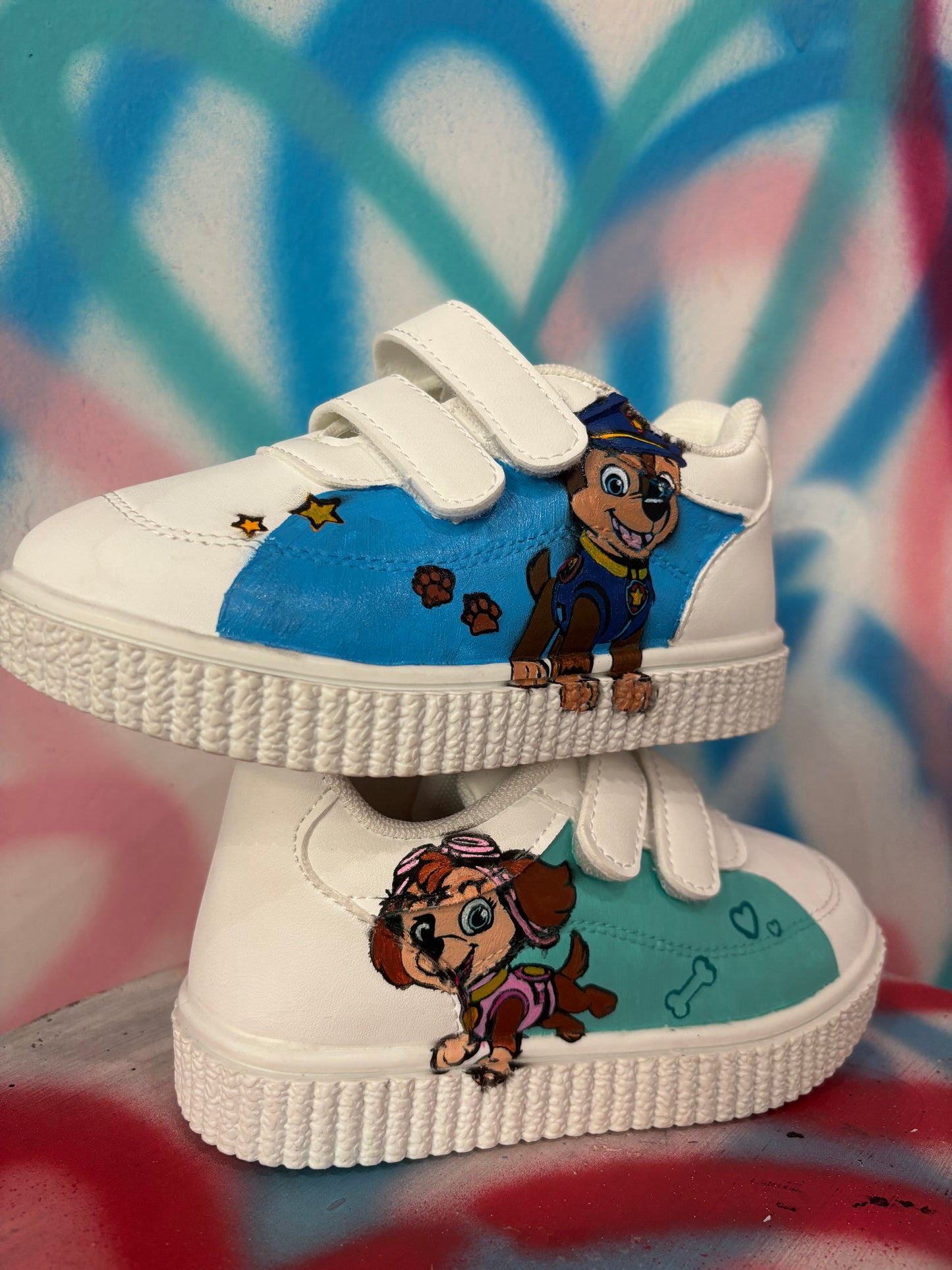 Scarpa Sportiva Bianca Paw Patrol Dipinta a Mano