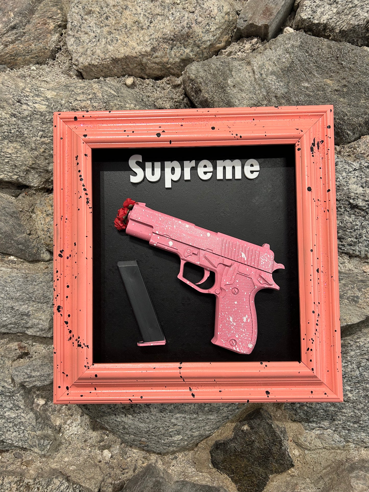 Quadro 3D- Gun Rose Design