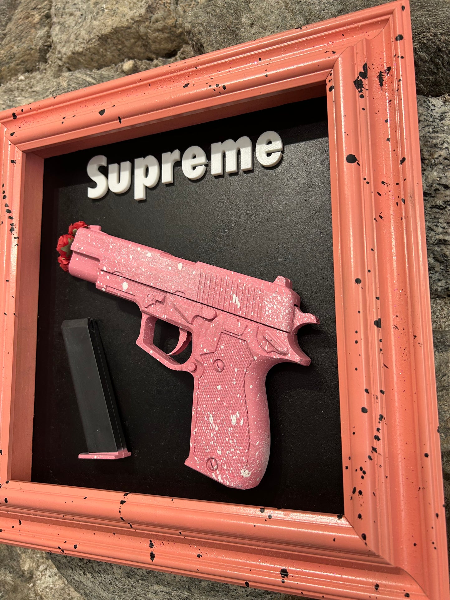 Quadro 3D- Gun Rose Design