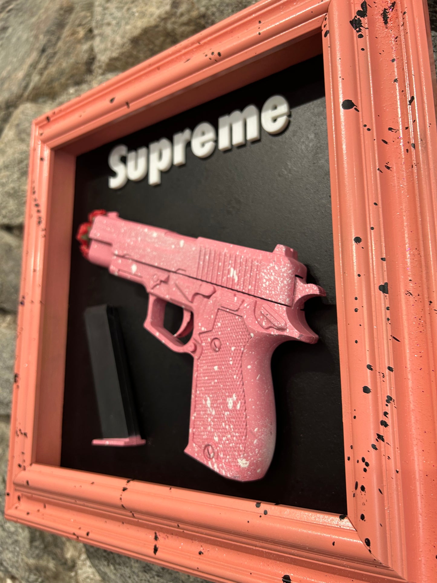 Quadro 3D- Gun Rose Design