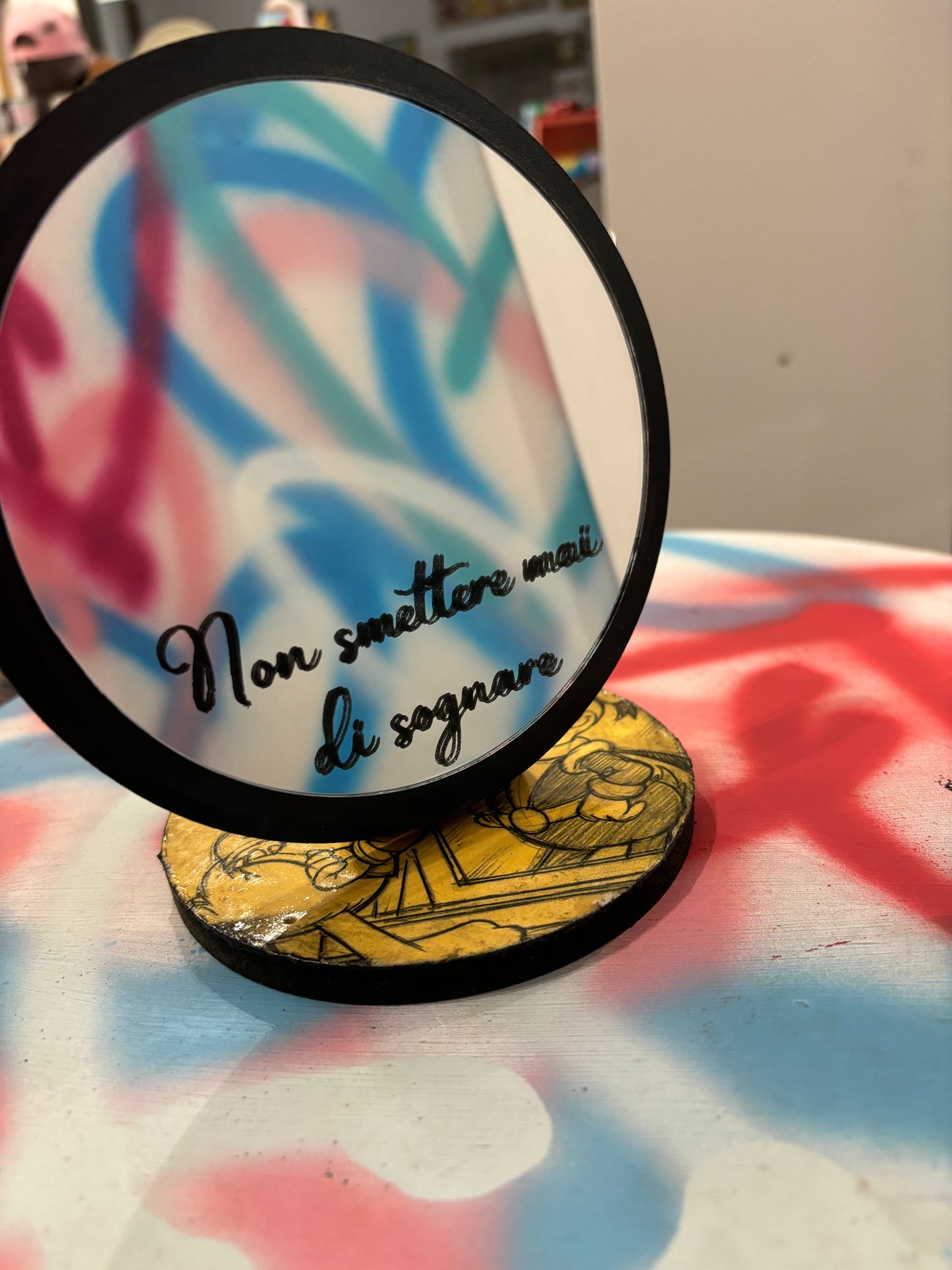 Specchio da tavolo "Non smettere mai di sognare"