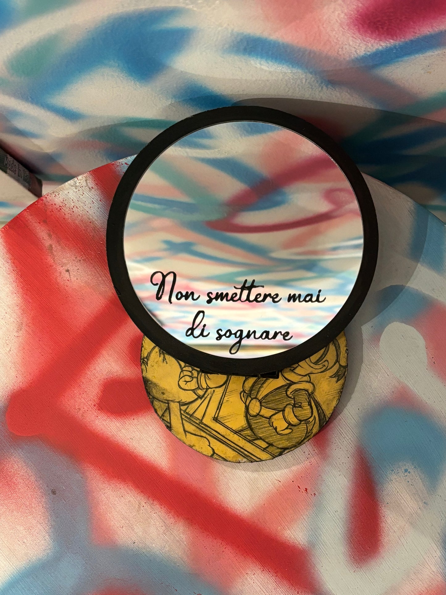 Specchio da tavolo "Non smettere mai di sognare"